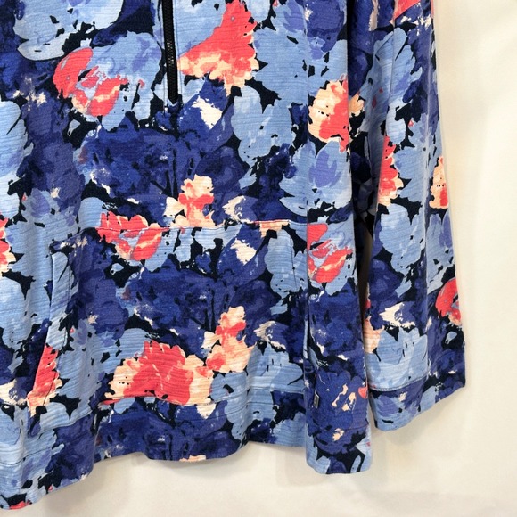 Talbots Plus Size 3XP Pullover Floral Quarter Zip Long Sleeve Sweatshirt 1719 - Picture 7 of 9